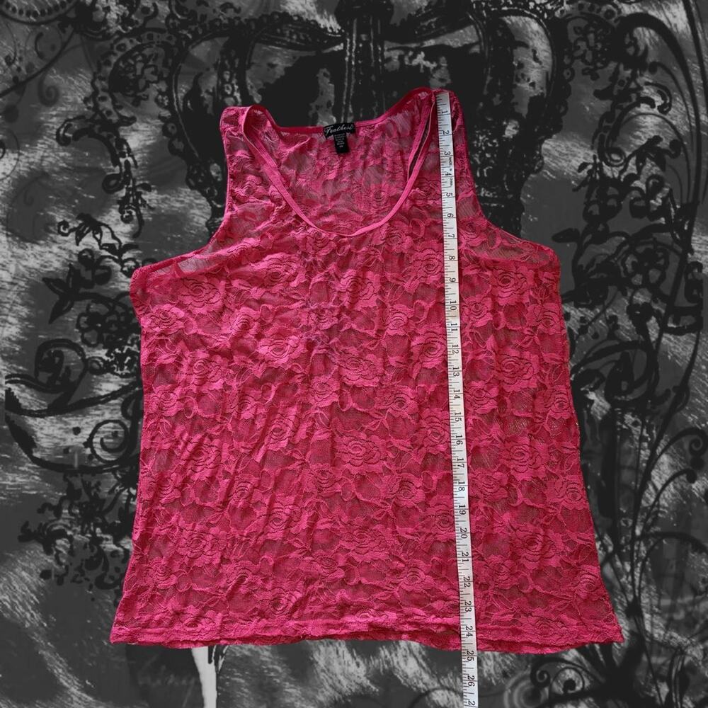 pink open floral lace fairy boho ethereal glam whimsical racerback tank top - Picture 6 of 7